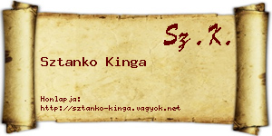 Sztanko Kinga névjegykártya